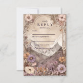 Moody Wildflower Mountain Wedding RSVP Kaartje (Voorkant)