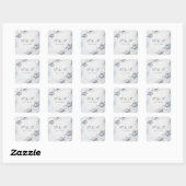 Moody Winter Blauw Bloemen Bruiloft Vierkante Stic Sticker (Vel)