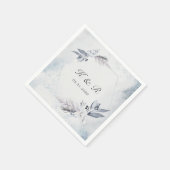 Moody Winter Blauw Bloemen Trouwpapier Servet (Hoek)
