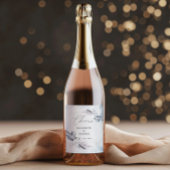 Moody Winter Blauwe Waterverf Bloemmonogram Wijn Etiket