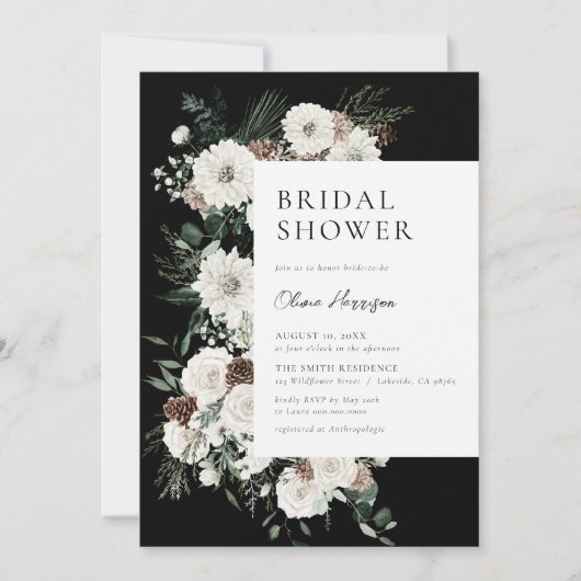 Moody Winter Bloemen Vrijgezellenfeest Kaart (Voorkant)