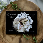 Moody Winter Blue Waterverf Floral Bewaar de datum Briefkaart