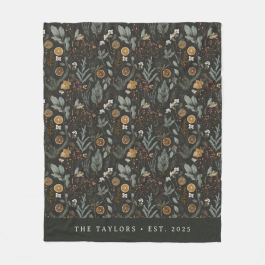 Moody Winter Botanical gepersonaliseerd Fleece Deken (Voorkant)
