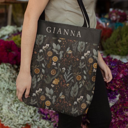 Moody Winter Botanical gepersonaliseerd Tote Bag