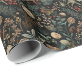 Moody Winter Botanical Pattern Christmas Cadeaupapier (Rol Hoek)