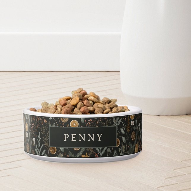 Moody Winter Botanisch Patroon Gepersonaliseerd Voerbakje (Creator heeft geüpload)