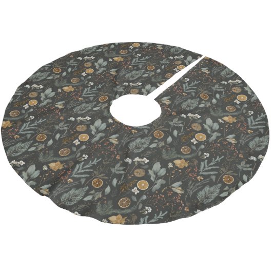 Moody Winter Botanisch Patroon Kerstboom Rok (Gekanteld)