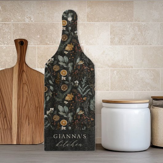 Moody Winter Botanische gepersonaliseerde keuken Snijplank