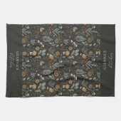 Moody Winter Botanische gepersonaliseerde vakantie Theedoek (Horizontaal)