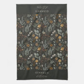 Moody Winter Botanische gepersonaliseerde vakantie Theedoek (Verticaal)