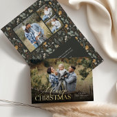 Moody Winter Botanische Horizontale Foto Gevouwen Folie Feestdagenkaart