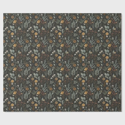 Moody Winter Botanische Kerst Cadeaupapier (Vlak)
