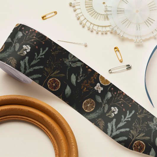 Moody Winter Botanische Kerst Satijnen Lint