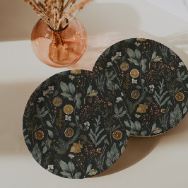 Moody Winter Botanische Kerstvakantie Papieren Bordje