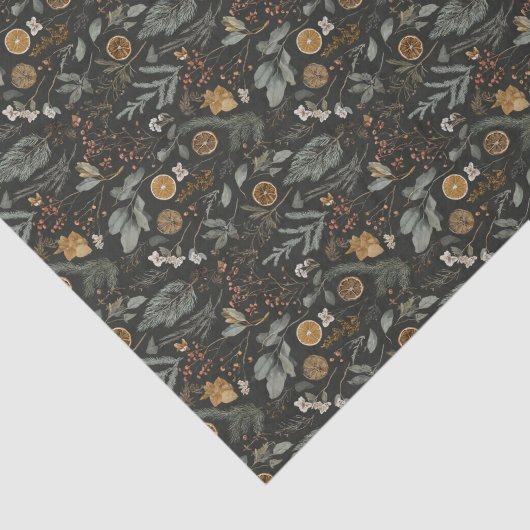 Moody Winter Botanische Kerstvakantie Tissuepapier (Detail)