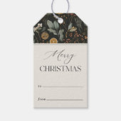 Moody Winter Botanische Patroon Kerstmis Cadeaulabel (Voorkant)