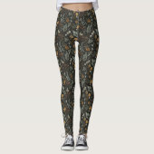 Moody Winter Botanische Patroon Kerstvakantie Leggings (Voorkant)