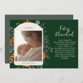 Moody Winter Floral Feliz Navidad Bericht Feestdagenkaart (Voorkant / Achterkant)