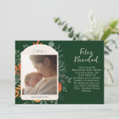 Moody Winter Floral Feliz Navidad Bericht Feestdagenkaart (Staand voorkant)