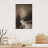 Moody Winter Forest Wall Art, Moonlit Snowy Poster (Keuken)