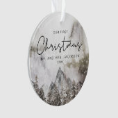 Moody Winter Waterverf Mountain Eerste Kerstmis Ornament (voorkant)