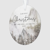 Moody Winter Waterverf Mountain Eerste Kerstmis Ornament (voorkant)