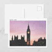 Moody zachte aquarel van de Big Ben, Londen Briefkaart (Voorkant / Achterkant)