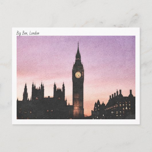Moody zachte aquarel van de Big Ben, Londen Briefkaart (Voorkant)