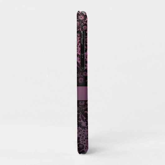 Moody Zwart Bloemen op Roze Monogram Case-Mate iPhone Case (Achterkant/links)