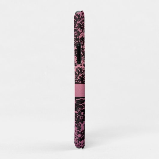 Moody Zwart Bloemen op Roze Monogram Case-Mate iPhone Case (Achterkant/rechts)