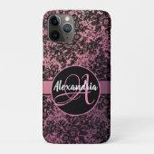 Moody Zwart Bloemen op Roze Monogram Case-Mate iPhone Case (Achterkant)