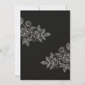 Moody zwart en witte pioen schets bruiloft uitnodi kaart (Achterkant)