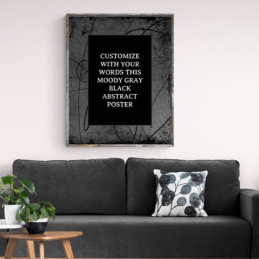 Moody Zwart Grijs Custom Poster Abstract Elegant