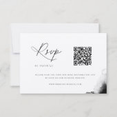 Moody Zwart Waterverf Bruiloft QR Code RSVP-kaart RSVP Kaartje (Voorkant)