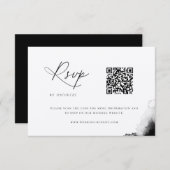 Moody Zwart Waterverf Bruiloft QR Code RSVP-kaart RSVP Kaartje (Voorkant / Achterkant)