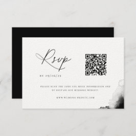 Moody Zwart Waterverf Bruiloft QR Code RSVP-kaart RSVP Kaartje