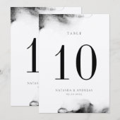 Moody Zwart Waterverf Trouwtafel Nummer Kaart (Voorkant / Achterkant)