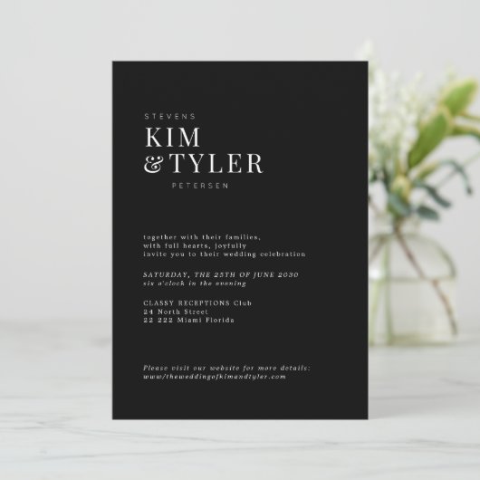 Moody zwarte minimalistische moderne typografische kaart (Staand voorkant)