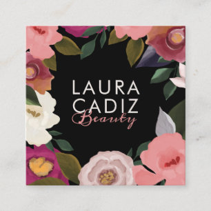 Moody's en Elegant Waterverf Floral Arrangment Bla Vierkante Visitekaartje