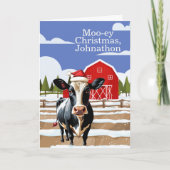 Mooey Christmas Boerderij Koe Custom Gepersonalise Kaart (Voorkant)