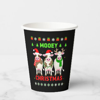 Mooey Christmas Cow Christmas Ugly Sweater Pajama  Papieren Bekers