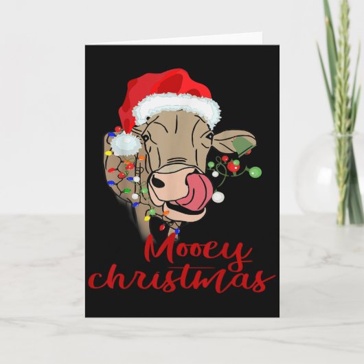 Mooey Christmas Cow T Shirt Heifer Farmer Xmas Gif Kaart (Voorkant)