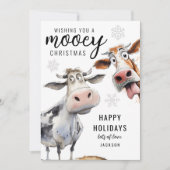 Mooey Christmas Cow Themed Feestdagenkaart (Voorkant)