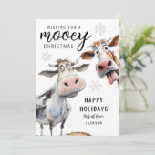 Mooey Christmas Cow Themed Feestdagenkaart (Staand voorkant)