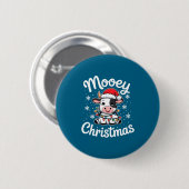 Mooey Christmas Cute Cow With Santa Hat And Holida Ronde Button 5,7 Cm (Voorkant /achterkant)