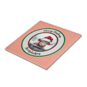 Mooey Christmas Funny Highland Cow Red Gingham  Tegeltje (Zijkant)