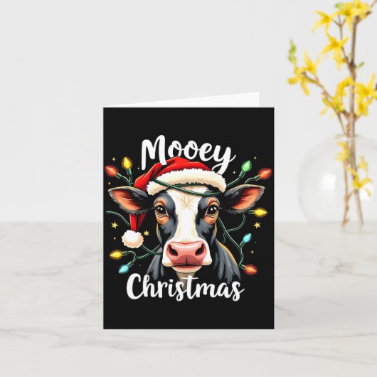 Mooey Christmas Funny Xmas Cow Cattle Lovers Kaart (Gele Bloem)