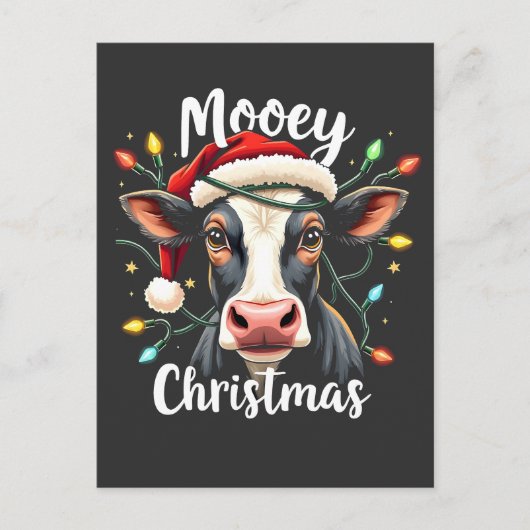 Mooey Christmas Funny Xmas Koe Cattle Lovers Briefkaart (Voorkant)
