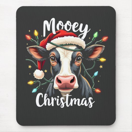 Mooey Christmas Funny Xmas Koe Cattle Lovers Muismat (Voorkant)