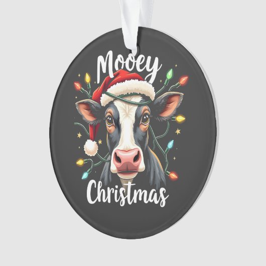 Mooey Christmas Funny Xmas Koe Cattle Lovers Ornament (voorkant)